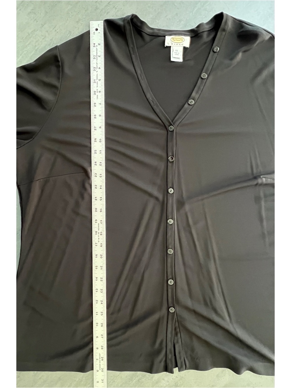 VTG Talbots Women’s Plus Size 3X Black Button Up V Neck Blouse Cardigan Top - Picture 9 of 9